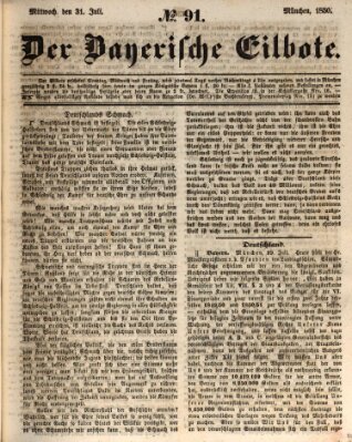 Baierscher Eilbote (Münchener Bote für Stadt und Land) Mittwoch 31. Juli 1850