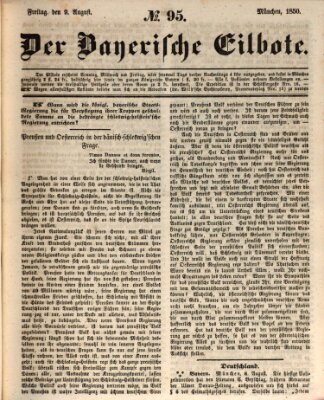 Baierscher Eilbote (Münchener Bote für Stadt und Land) Freitag 9. August 1850