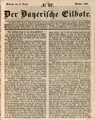 Baierscher Eilbote (Münchener Bote für Stadt und Land) Mittwoch 14. August 1850