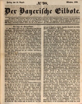 Baierscher Eilbote (Münchener Bote für Stadt und Land) Freitag 16. August 1850