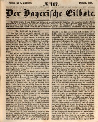 Baierscher Eilbote (Münchener Bote für Stadt und Land) Freitag 6. September 1850