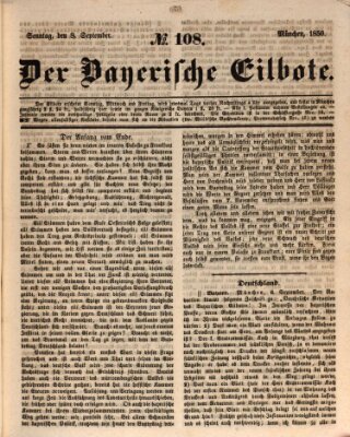 Baierscher Eilbote (Münchener Bote für Stadt und Land) Sonntag 8. September 1850