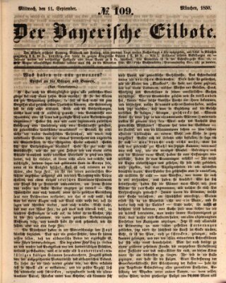 Baierscher Eilbote (Münchener Bote für Stadt und Land) Mittwoch 11. September 1850