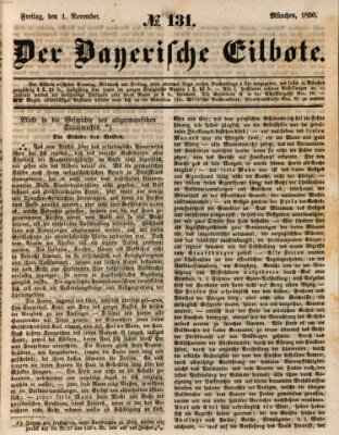 Baierscher Eilbote (Münchener Bote für Stadt und Land) Freitag 1. November 1850