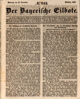 Baierscher Eilbote (Münchener Bote für Stadt und Land) Mittwoch 27. November 1850