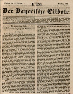 Baierscher Eilbote (Münchener Bote für Stadt und Land) Samstag 14. Dezember 1850