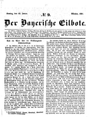 Baierscher Eilbote (Münchener Bote für Stadt und Land) Sonntag 12. Januar 1851