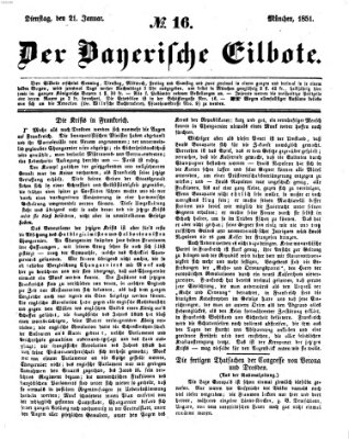 Baierscher Eilbote (Münchener Bote für Stadt und Land) Dienstag 21. Januar 1851