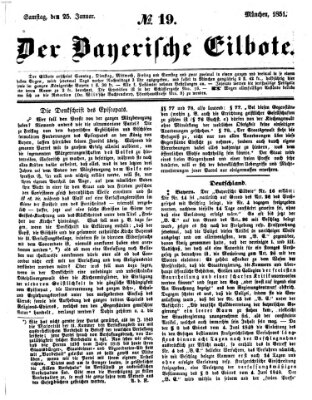 Baierscher Eilbote (Münchener Bote für Stadt und Land) Samstag 25. Januar 1851