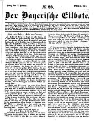 Baierscher Eilbote (Münchener Bote für Stadt und Land) Freitag 7. Februar 1851