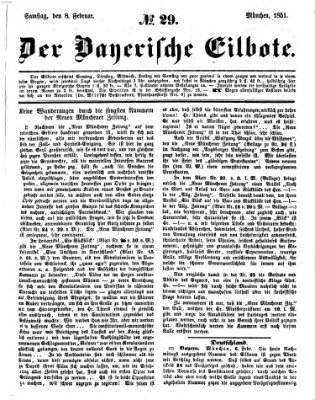 Baierscher Eilbote (Münchener Bote für Stadt und Land) Samstag 8. Februar 1851