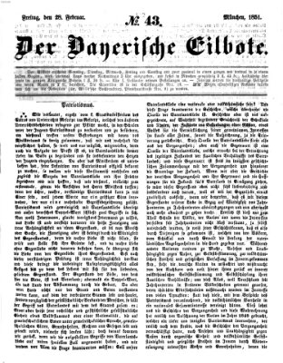 Baierscher Eilbote (Münchener Bote für Stadt und Land) Freitag 28. Februar 1851