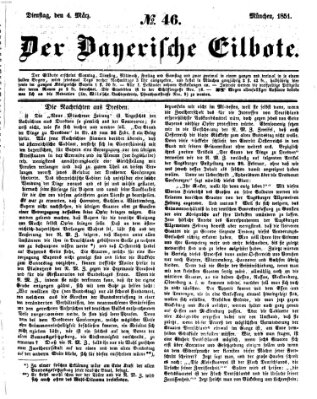 Baierscher Eilbote (Münchener Bote für Stadt und Land) Dienstag 4. März 1851