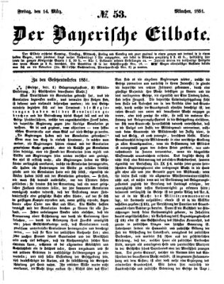 Baierscher Eilbote (Münchener Bote für Stadt und Land) Freitag 14. März 1851