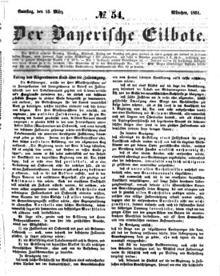 Baierscher Eilbote (Münchener Bote für Stadt und Land) Samstag 15. März 1851