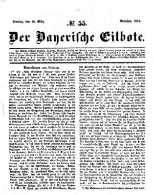 Baierscher Eilbote (Münchener Bote für Stadt und Land) Sonntag 16. März 1851