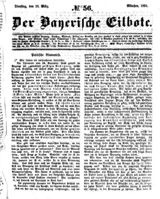 Baierscher Eilbote (Münchener Bote für Stadt und Land) Dienstag 18. März 1851