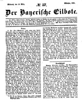 Baierscher Eilbote (Münchener Bote für Stadt und Land) Mittwoch 19. März 1851