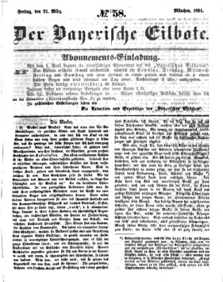 Baierscher Eilbote (Münchener Bote für Stadt und Land) Freitag 21. März 1851