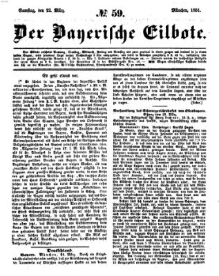 Baierscher Eilbote (Münchener Bote für Stadt und Land) Samstag 22. März 1851