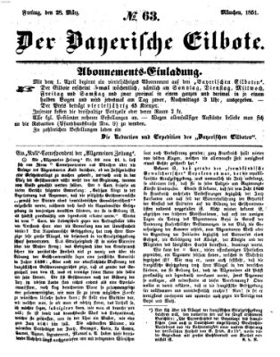 Baierscher Eilbote (Münchener Bote für Stadt und Land) Freitag 28. März 1851