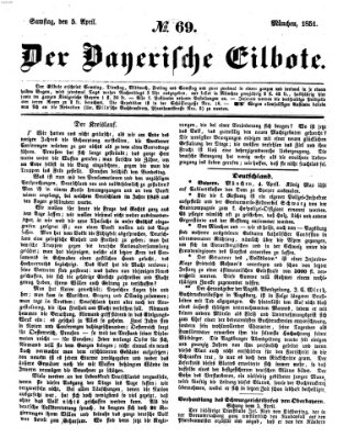 Baierscher Eilbote (Münchener Bote für Stadt und Land) Samstag 5. April 1851