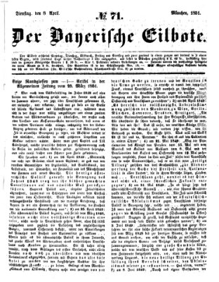 Baierscher Eilbote (Münchener Bote für Stadt und Land) Dienstag 8. April 1851