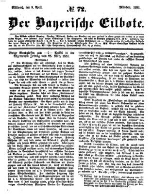 Baierscher Eilbote (Münchener Bote für Stadt und Land) Mittwoch 9. April 1851