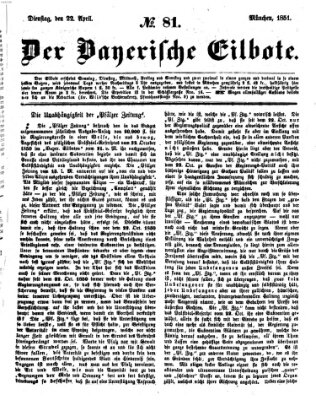 Baierscher Eilbote (Münchener Bote für Stadt und Land) Dienstag 22. April 1851