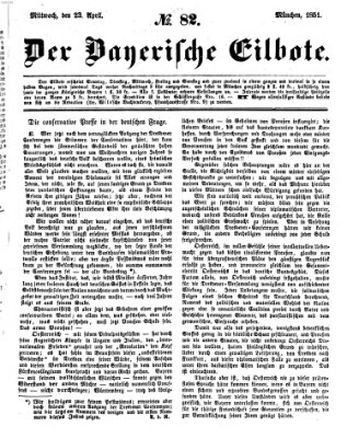 Baierscher Eilbote (Münchener Bote für Stadt und Land) Mittwoch 23. April 1851