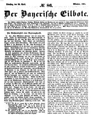 Baierscher Eilbote (Münchener Bote für Stadt und Land) Dienstag 29. April 1851