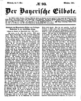 Baierscher Eilbote (Münchener Bote für Stadt und Land) Mittwoch 7. Mai 1851