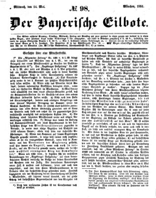 Baierscher Eilbote (Münchener Bote für Stadt und Land) Mittwoch 14. Mai 1851