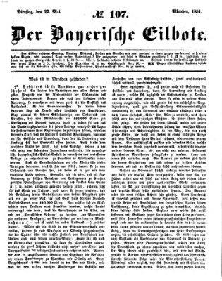 Baierscher Eilbote (Münchener Bote für Stadt und Land) Dienstag 27. Mai 1851