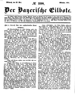 Baierscher Eilbote (Münchener Bote für Stadt und Land) Mittwoch 28. Mai 1851