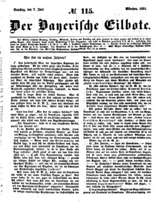 Baierscher Eilbote (Münchener Bote für Stadt und Land) Samstag 7. Juni 1851