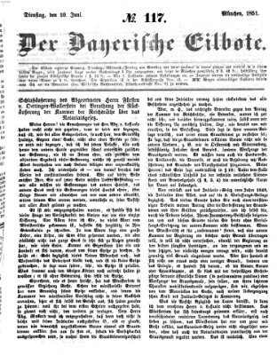 Baierscher Eilbote (Münchener Bote für Stadt und Land) Dienstag 10. Juni 1851