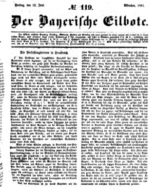 Baierscher Eilbote (Münchener Bote für Stadt und Land) Freitag 13. Juni 1851