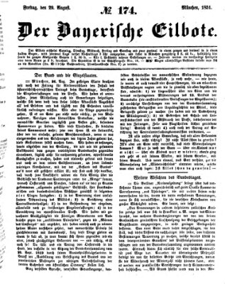 Baierscher Eilbote (Münchener Bote für Stadt und Land) Freitag 29. August 1851