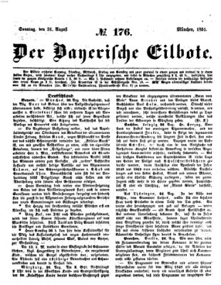 Baierscher Eilbote (Münchener Bote für Stadt und Land) Sonntag 31. August 1851