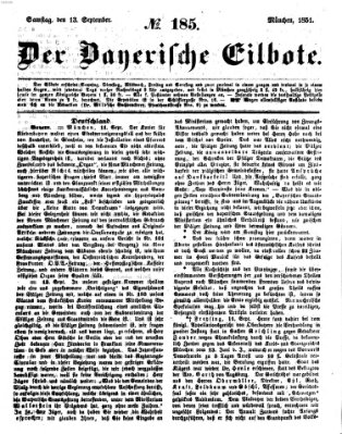 Baierscher Eilbote (Münchener Bote für Stadt und Land) Samstag 13. September 1851