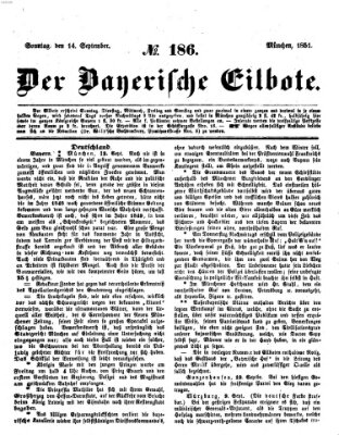 Baierscher Eilbote (Münchener Bote für Stadt und Land) Sonntag 14. September 1851