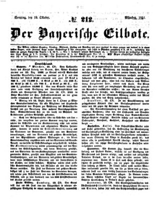 Baierscher Eilbote (Münchener Bote für Stadt und Land) Sonntag 19. Oktober 1851