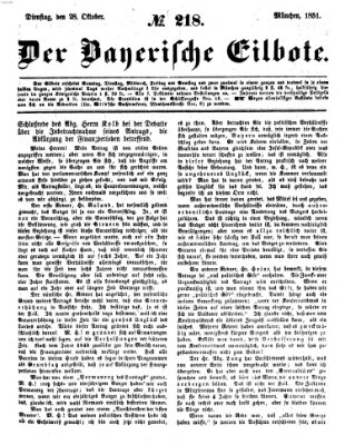 Baierscher Eilbote (Münchener Bote für Stadt und Land) Dienstag 28. Oktober 1851