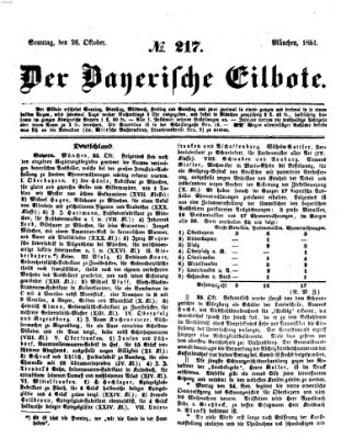 Baierscher Eilbote (Münchener Bote für Stadt und Land) Sonntag 26. Oktober 1851