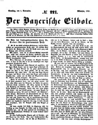 Baierscher Eilbote (Münchener Bote für Stadt und Land) Samstag 1. November 1851