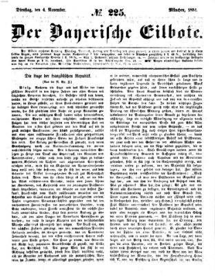 Baierscher Eilbote (Münchener Bote für Stadt und Land) Dienstag 4. November 1851