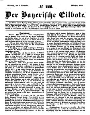 Baierscher Eilbote (Münchener Bote für Stadt und Land) Mittwoch 5. November 1851