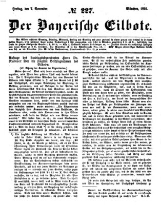 Baierscher Eilbote (Münchener Bote für Stadt und Land) Freitag 7. November 1851