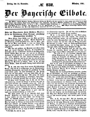 Baierscher Eilbote (Münchener Bote für Stadt und Land) Freitag 14. November 1851